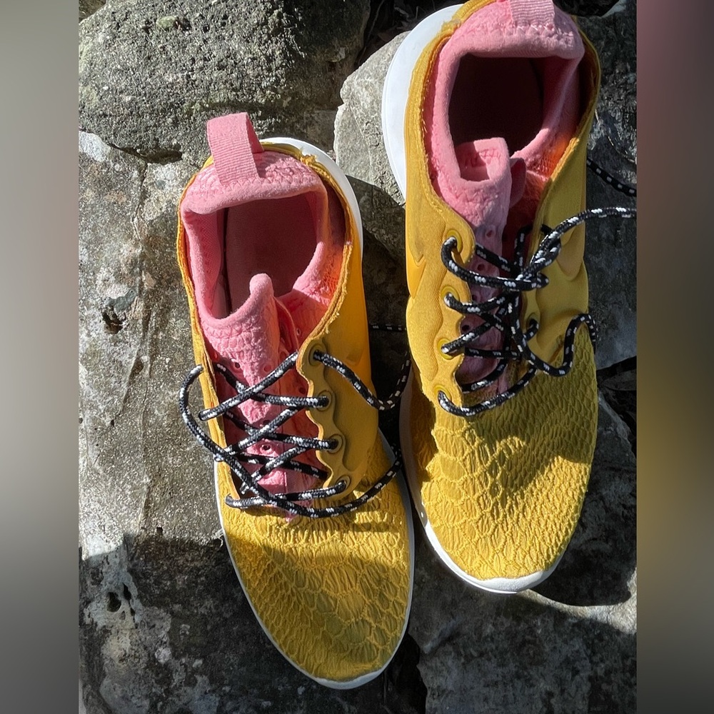 Yellow and pink Nikes
